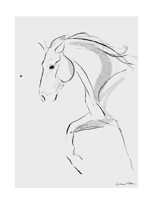 horse in lines - KORU, Kulta 14K | Oman eläinystävän potrettiteos